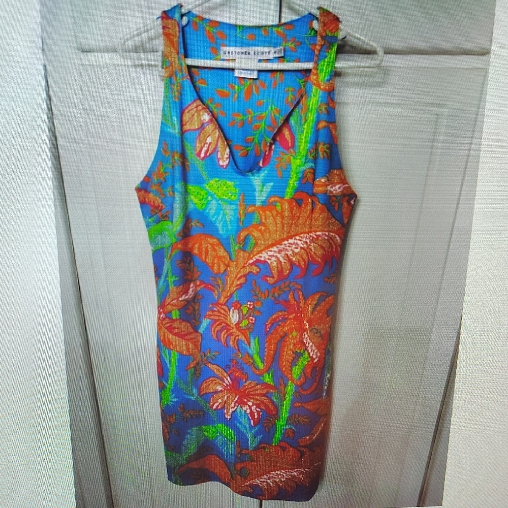 Gretchen Scott Designs Blue and Orange Floral Fabric